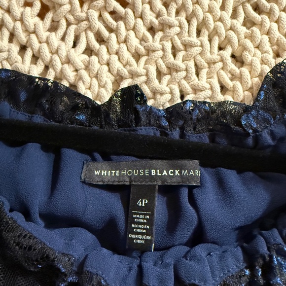 Gently used one time, beautiful black and blue blouse, size 4, WHBM - Picture 4 of 4